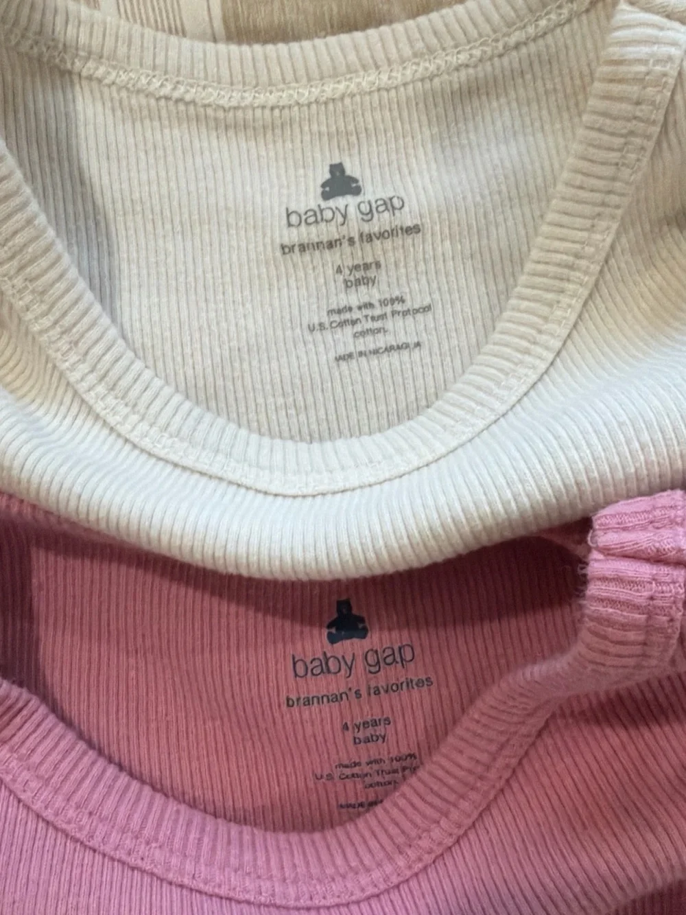 GAP Girls' Ribbed Long-Sleeve Tops - Pink & Cream